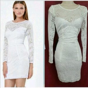 Bebe white lace bodycon dress